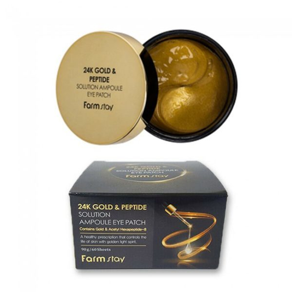 Farm Stay 24K Gold & Peptide Solution Ampoule Eye Patch гидрогелевые патчи для глаз с 24-х каратным золотом и пептидами