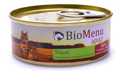 BioMenu Консервы д/кошек мясной паштет с Языком, 100гр