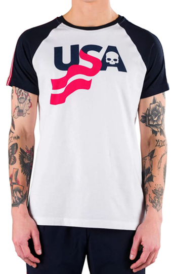 Мужская теннисная футболка Hydrogen USA Cotton Tee - белый
