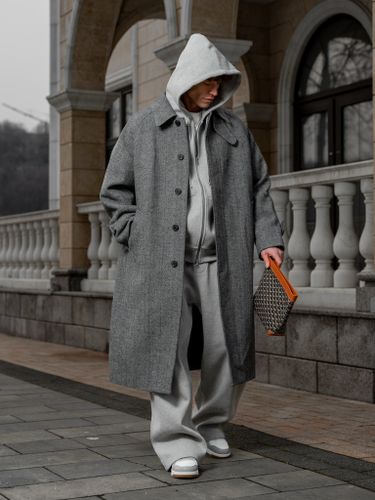 Серое мужское пальто LAINE на пуговицах