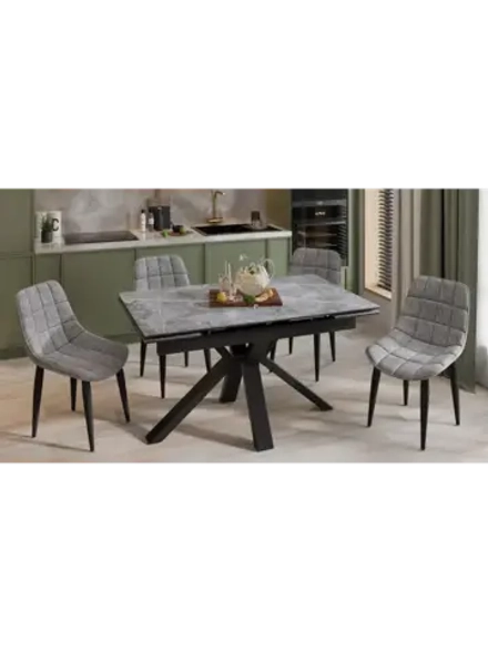 Стол кухонный Черный муар мрамор 140(200)х85х76 см