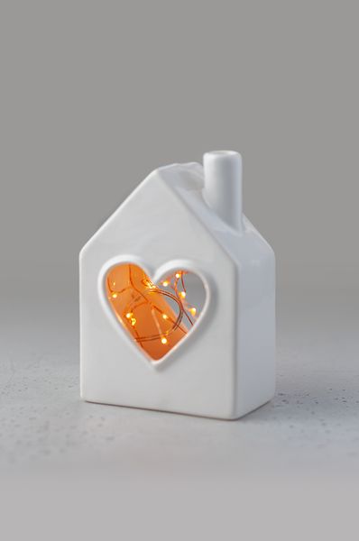 Керамический домик-подсвечник с сердцем, 10х13х9 см, Россия