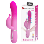 Розовый вибратор-кролик 22,6см с вращением и массажем бусин Pretty Love Rabbit Vibrator Shima Pink BW-500051-4