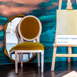 Стул Луи - Медовая горчица бархат белый жемчуг Объект мечты