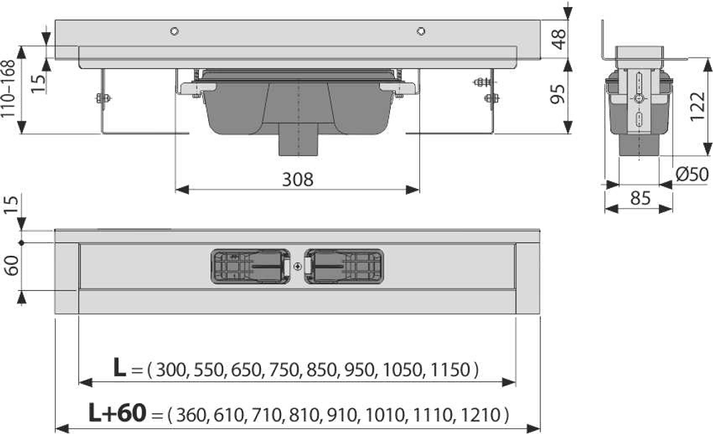 Душевой лоток AlcaPlast APZ1016-1150 Wall