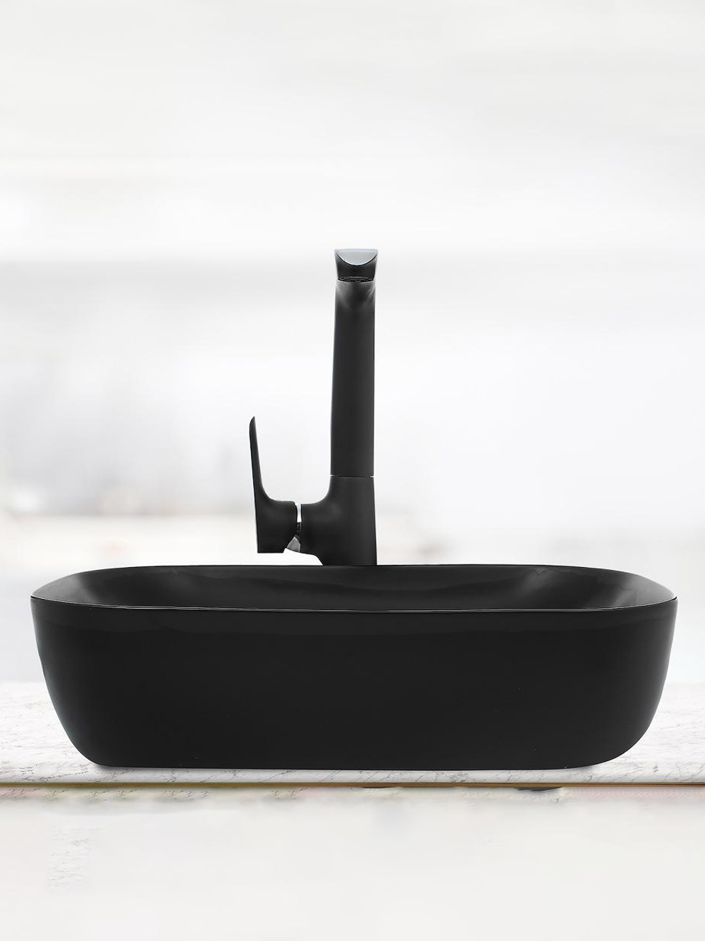 Раковина накладная (матовая черная) WeltWasser WW  ELBACH M21433 MB 610х400х145