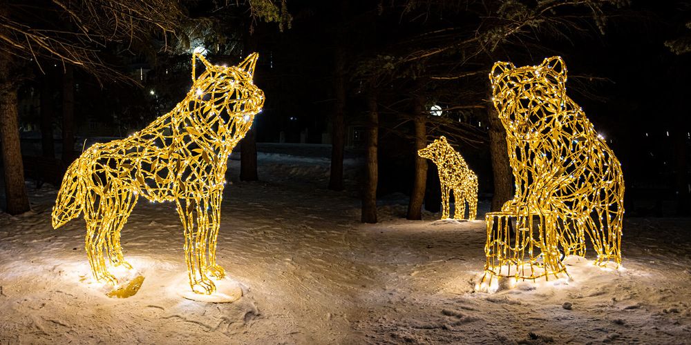 Светодиодная фигура "Медведь у пня"