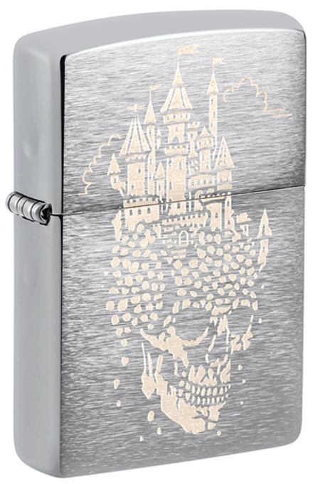 46477 Зажигалка ZIPPO Skull Castle Design Brushed Chrome