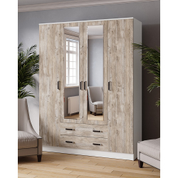 Шкаф для одежды и белья с антресолью Лагуна 160 см, белый/дуб юкон