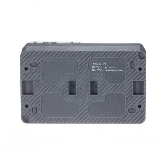 Блок ОП AtlasDesign PROFI IP54 (розетка 1-м 16А заземл. защ. шторки + 2-кл. выключатель 10А) антрацит SE ATN544074