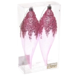 Елочные игрушки «Волшебная сказка» 5.4*5.4*19.5 см (набор 2 шт), Розовый