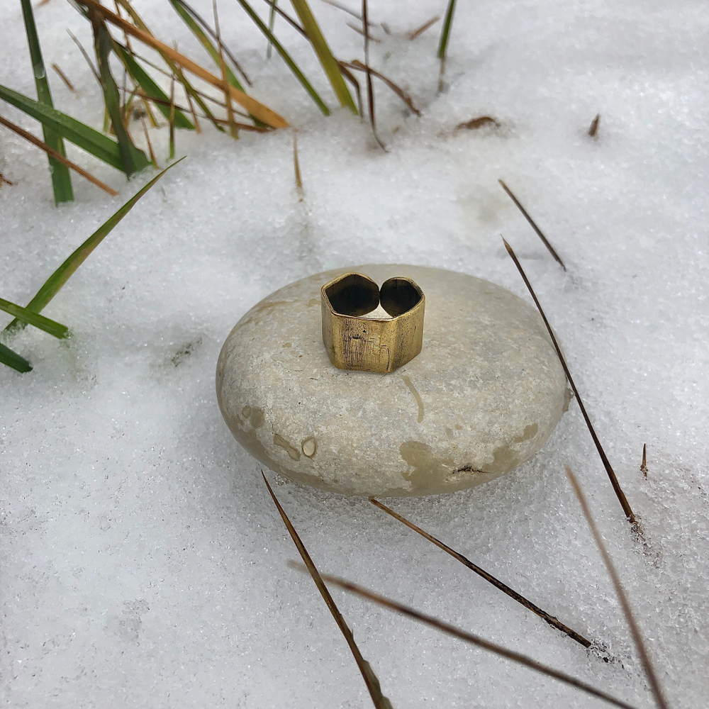 Кольцо ребра из гладких прямоугольников, бронза