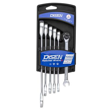 Набор ключей трещоточных 6пр.(8,10,12,13,14,17мм),на пластиковом держателе DISEN DSH1504