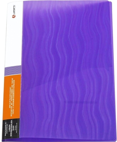 Папка с бок. зажимом 0,60мм. с карманом,фиолетовая "Волна" (Lamark)