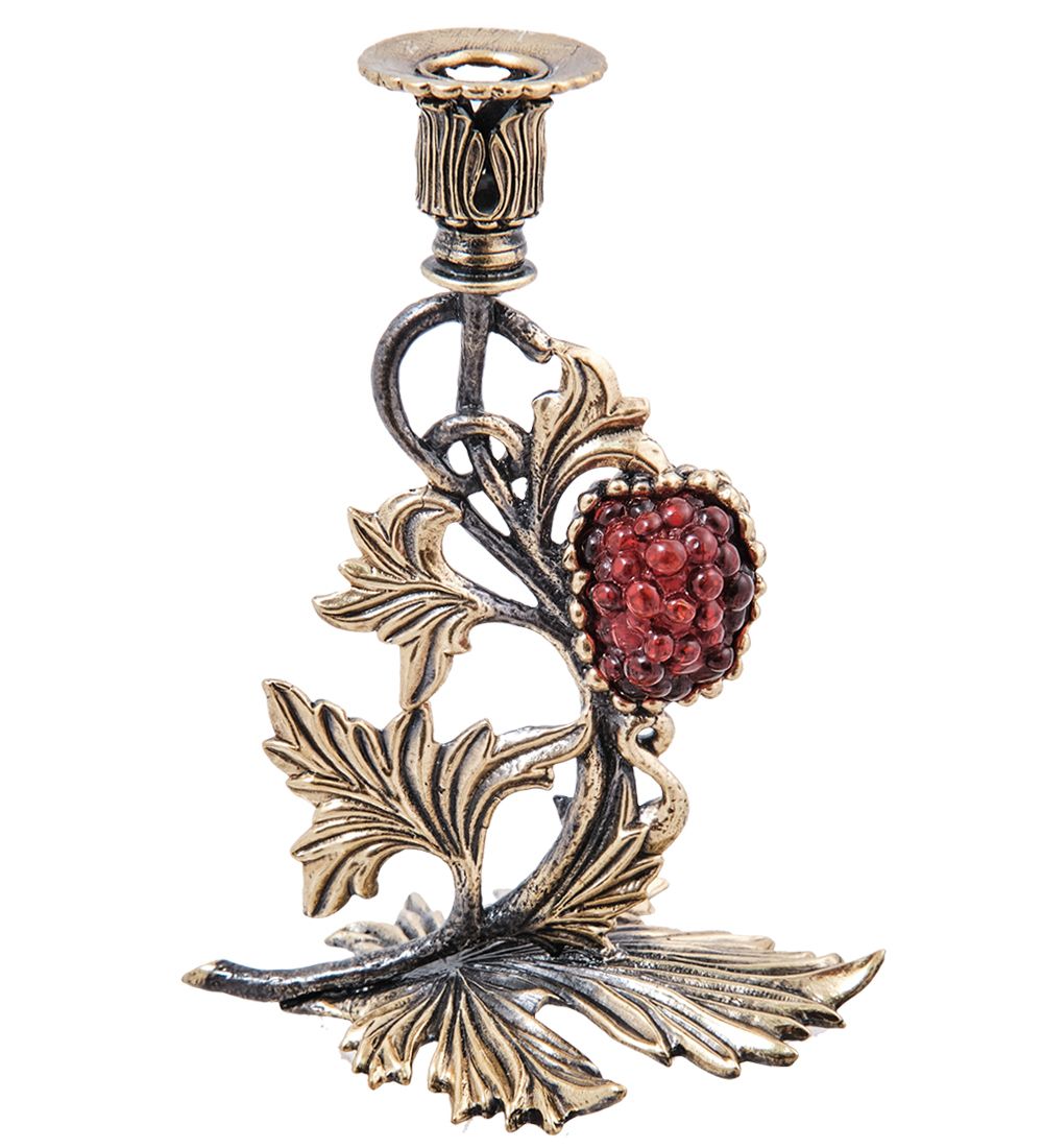 Народные промыслы AM-4002 Подсвечник «Виноградная Лоза» (латунь, янтарь)