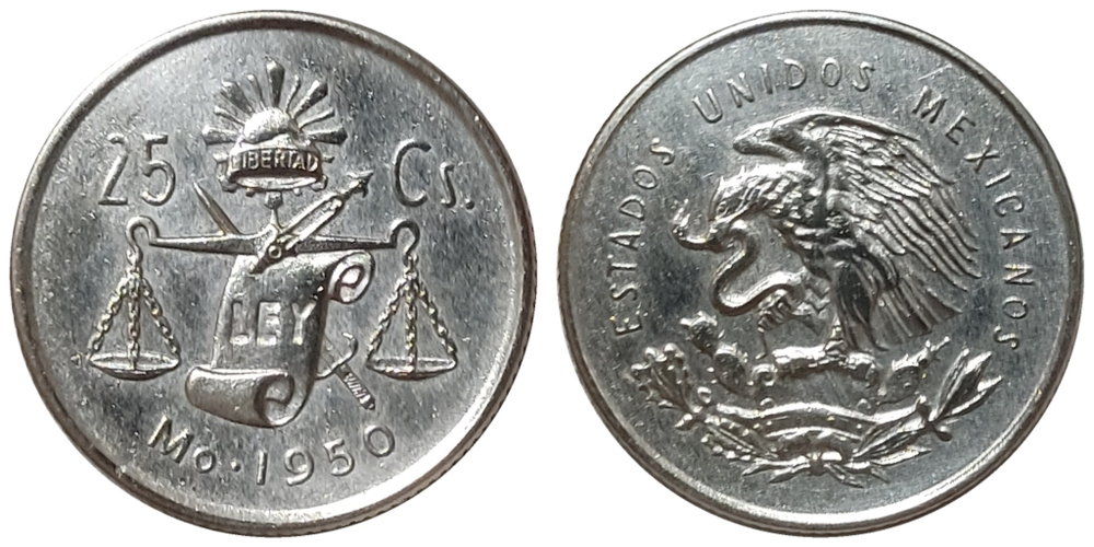 Мексика 25 сентаво, 1950-1953 XF