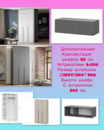 АКЦИЯ!!!Шкаф с антресолью ш.120*в.260 цвет белый, графит и бежевый. В наличии !!!