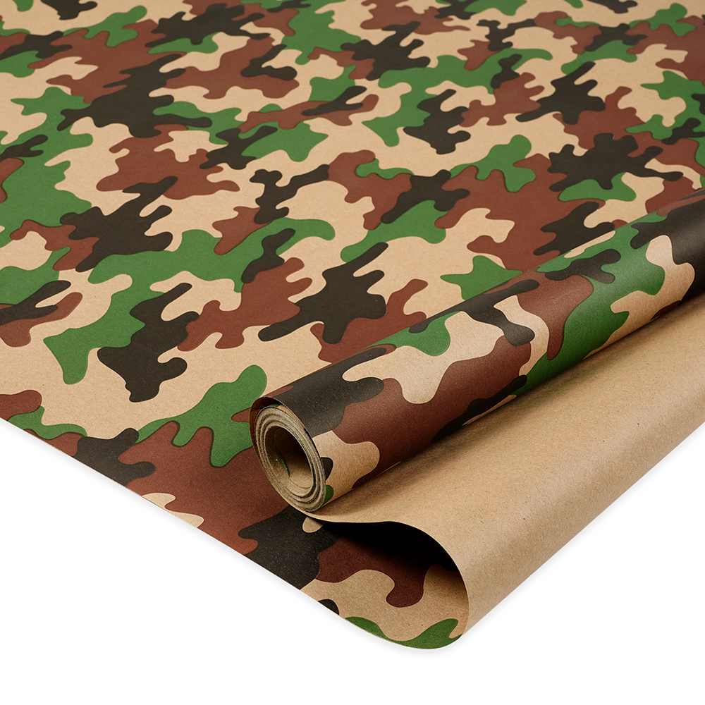 Упаковочная бумага Крафт 60гр 0,68 Камуфляж Зеленый 1 м.