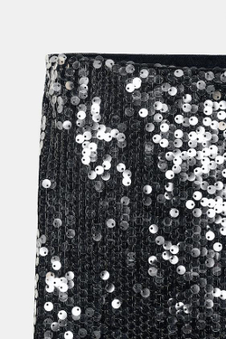 ZARA БРЮКИ FLARE В ПАЙЕТКАХ, ЧЕРНЫЙ