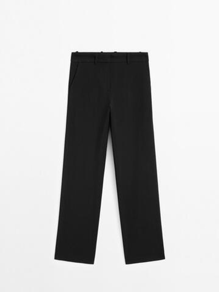 Massimo Dutti Брюки прямого кроя со шлевками, черный