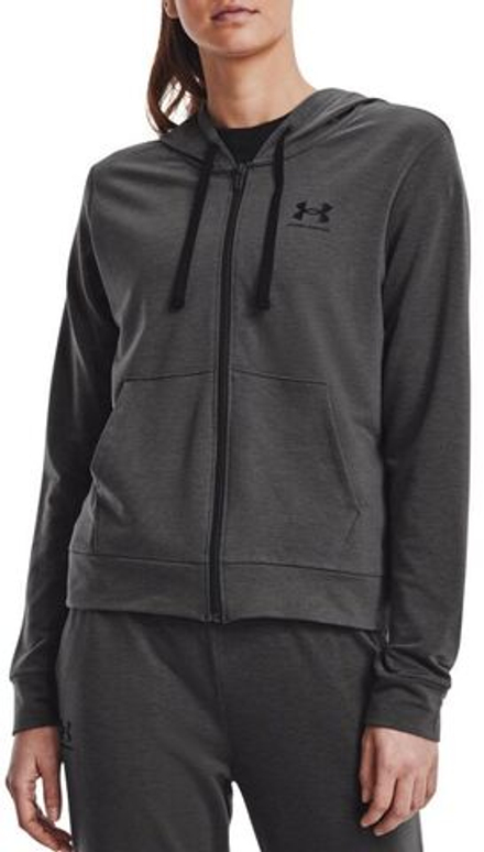 Женская теннисная куртка Under Armour Women's UA Rival Terry Full-Zip Hoodie - jet gray/black