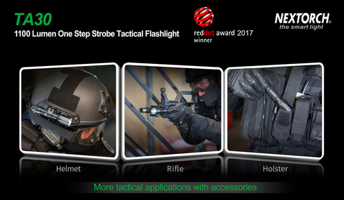 Фонарь Nextorch TA30 тактический, 1300 люмен, моментальный стробоскоп (TA30)