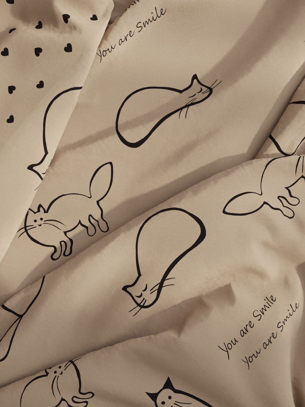 Пододеяльник перкаль Сказка "Котики (беж)/Адель" евро на молнии 200x215 см