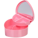 Шкатулка пластиковая с зеркалом «KiKi HAUS», сердце, цвет розовый, 13.5*11.5*5.5см