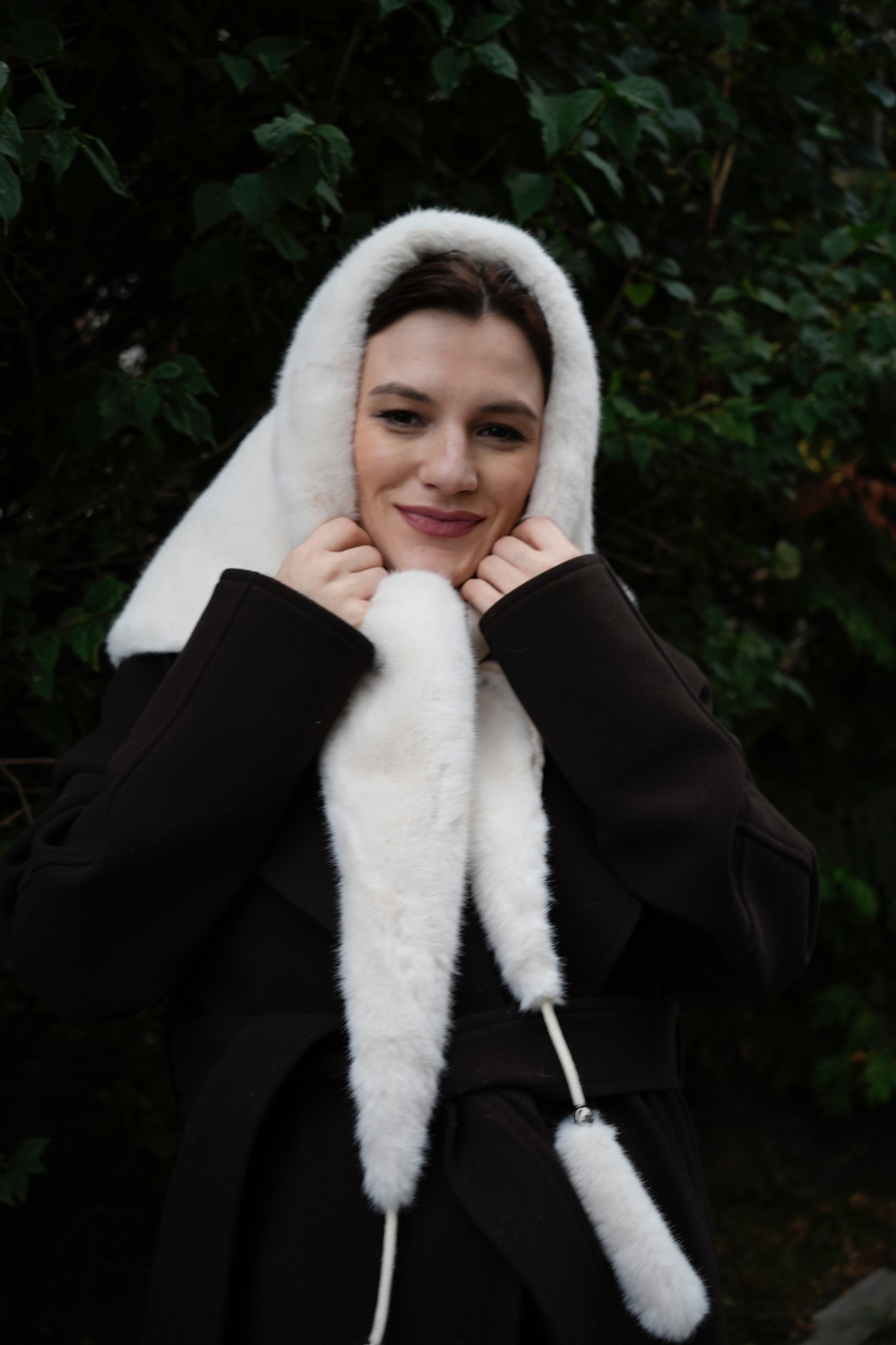 Меховая косынка под норку белый