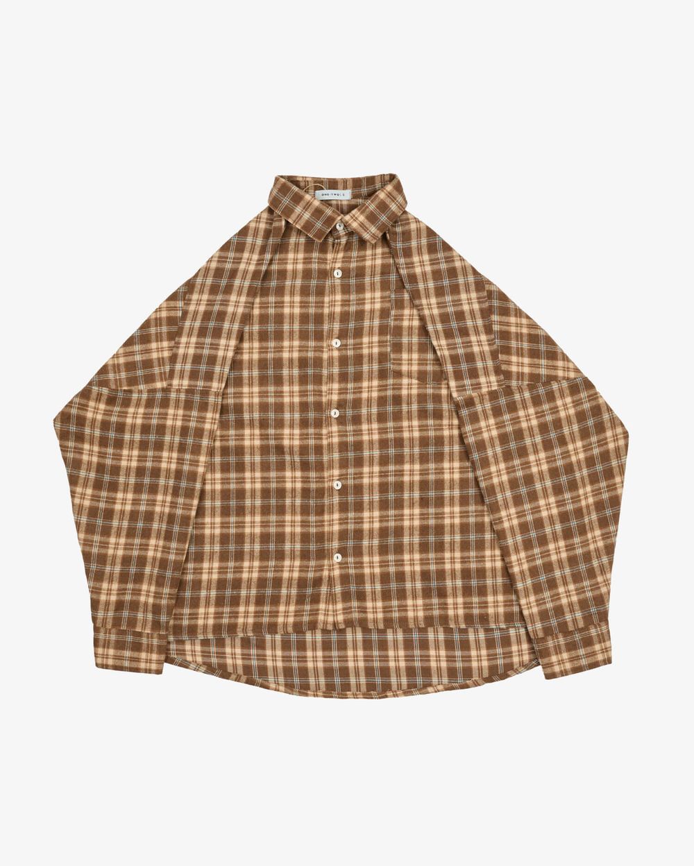 Рубашка One Two Cowboy Basic 8 в клетку коричневая