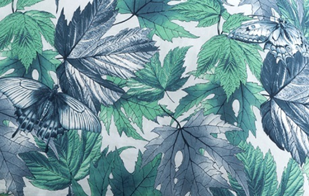 Мягкий элемент  1700х580х50 поликоттон М039-МТ005 арт.Люкс,Люкс-2,Комфорт,Триумф,Орбита,Ямайка,Майами (цвет ткани зеленый рис.листья "Garden story"