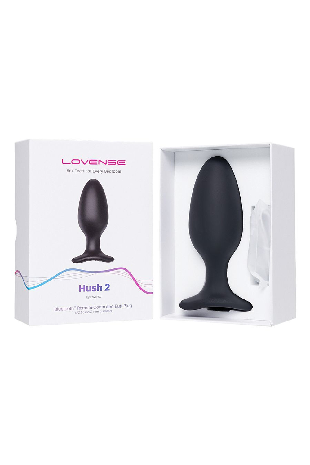 Анальная втулка LOVENSE Hush 2 (L), силикон, черная, 12,1 см