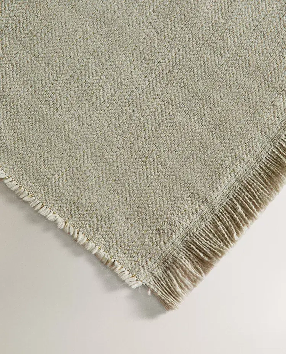 ZARA HOME ПЛЕД С БАХРОМОЙ, ЗЕЛЕНЫЙ