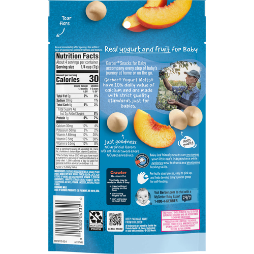 Gerber, Yogurt Melts, снек для малышей, от 8 месяцев, персик, 28 г (1 унция)