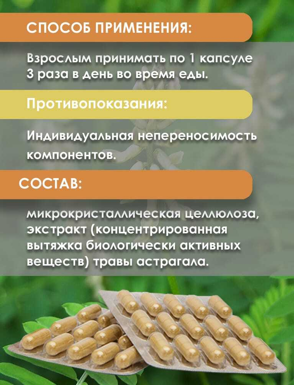 Астрагал, экстракт 60 капсул