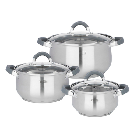 Набор кастрюль тм VETTA Вена 6 пр. (1,9л+3,6л+6,0л) со стекл. крышкой