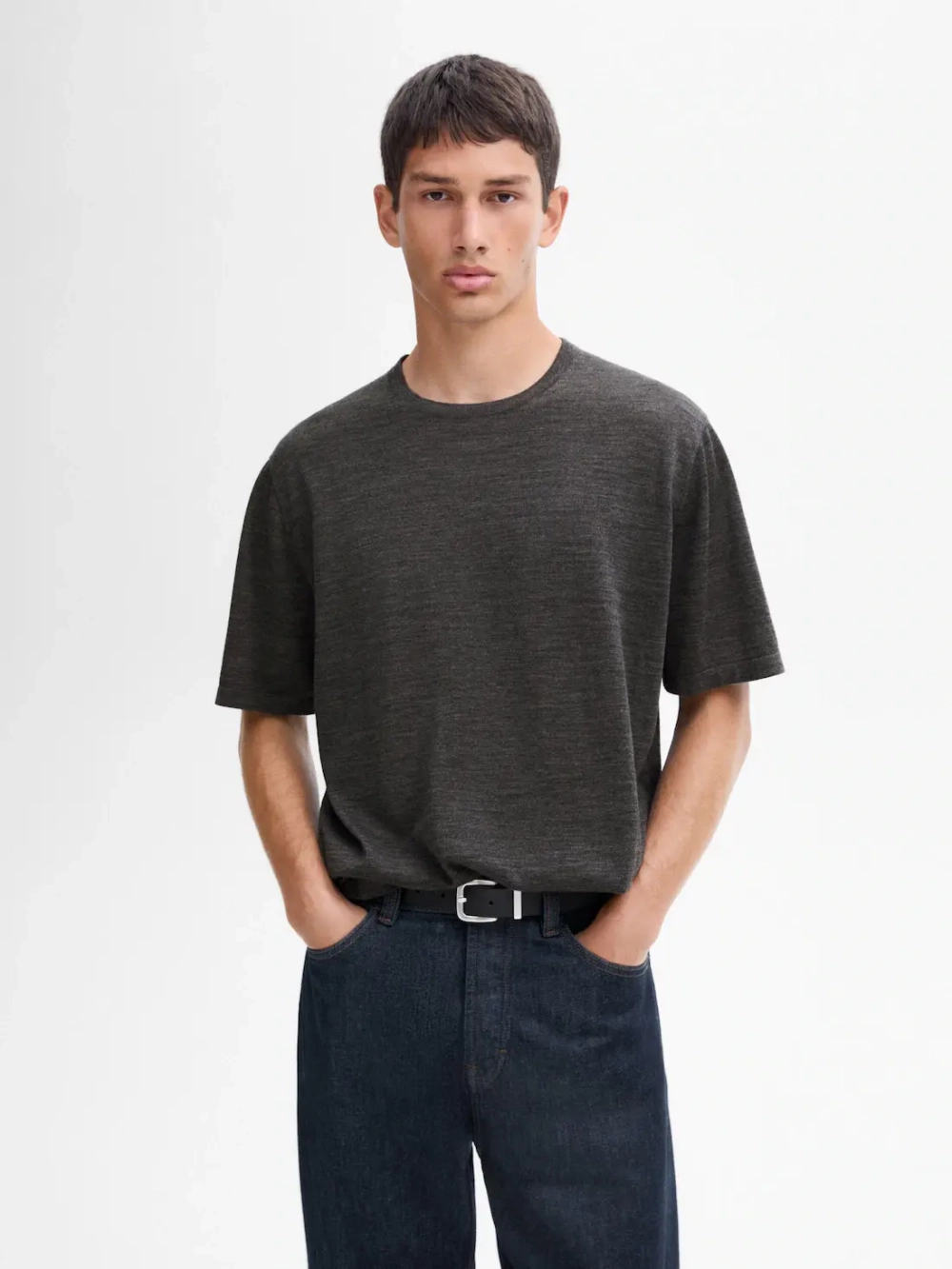 Massimo Dutti Футболка из мягкой ткани, темно-серый