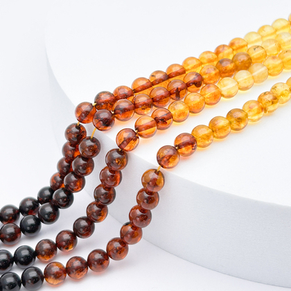Янтарь бусины, микс размер 6,5 мм, цена за 28-29 шт (1/2 нити)