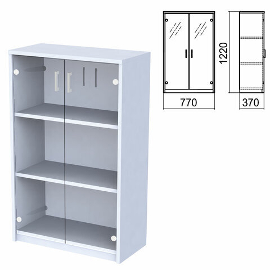 Шкаф закрытый со стеклом "Арго", 770х370х1220, серый (КОМПЛЕКТ)
