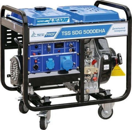 Генератор дизельный с воздушным охлаждением ТСС SDG 5000 EHA открытая 077012