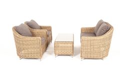 "Кон Панна" лаунж-зона из искусственного ротанга, цвет соломенный