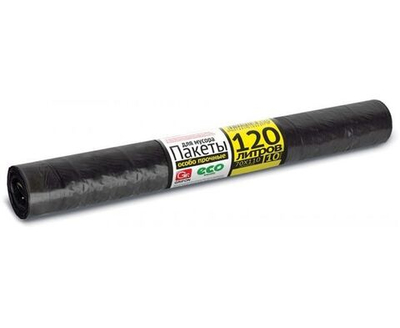 Мешки для мусора 120л 10шт 25мкм ПВД черные рулон 101-032 GRIFON