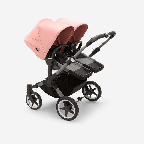Коляска для двойни 2 в 1 Bugaboo Donkey 5 Twin Morning pink/Grey melange/Graphite