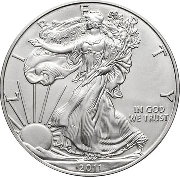 1 доллар 2011 США «Шагающая свобода. Американский серебряный орёл» Без отметки монетного двора