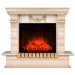 Электрокамин RealFlame Gracia 24/25,5 WT белый дуб с золотой патиной с очагом Evrika 25,5 LED