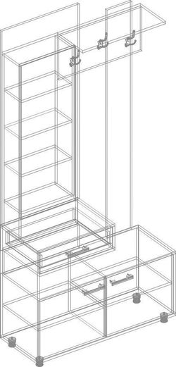 Вешалка с зеркалом "Граф" (пикар/рич блэк), ЛДСП, Велес