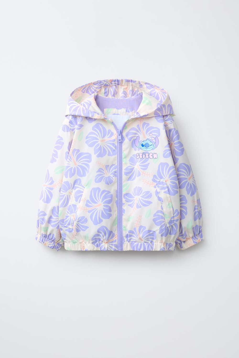 ZARA ДОЖДЕВИК С КАПЮШОНОМ WATER REPELLENT LILO & STITCH © DISNEY, СВЕТЛО-СИРЕНЕВЫЙ