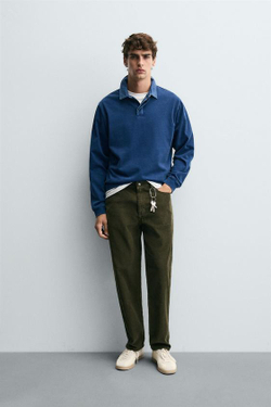 ZARA ВЕЛЬВЕТОВЫЕ БРЮКИ REGULAR FITНЕВЫЙ, ХАКИ