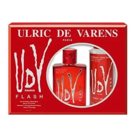 Унисекс парфюмерная композиция Ulric De Varens UDV Flash For Men Gift Set с древесными и фруктовыми нотами 50+7ml