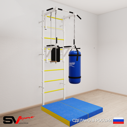 Шведская стенка Sv Sport 5737 (Турник стандарт/Брусья/Трапеция/Цепь/Мешок 30кг/Мат 1м)
